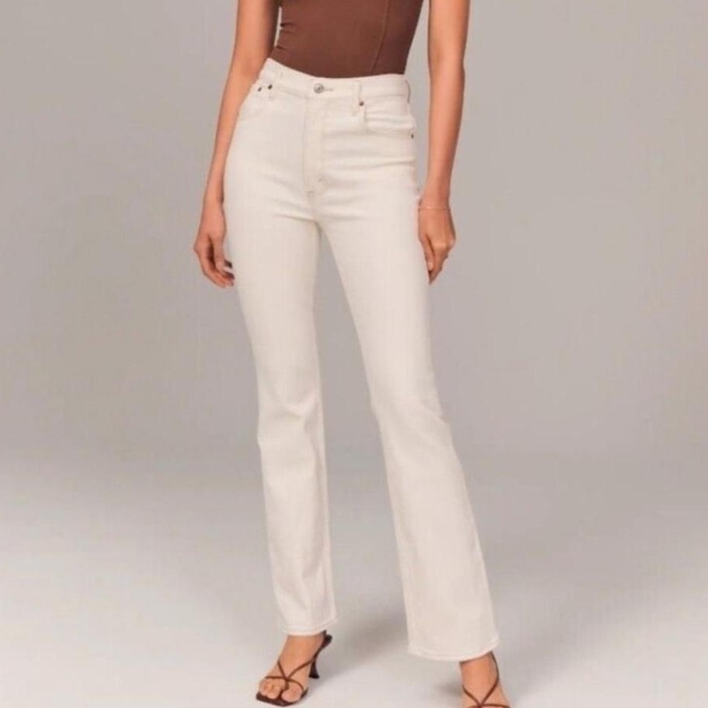 Abercrombie & Fitch Cream Straight Leg Jeans